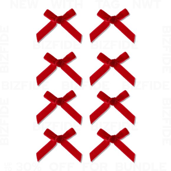 Red Velvet Mini Bow Christmas Ornaments, 8 Pcs - Picture 1 of 5